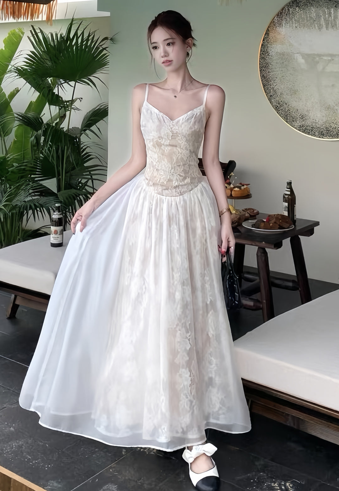 【dress】レースロングワンピース　K0606