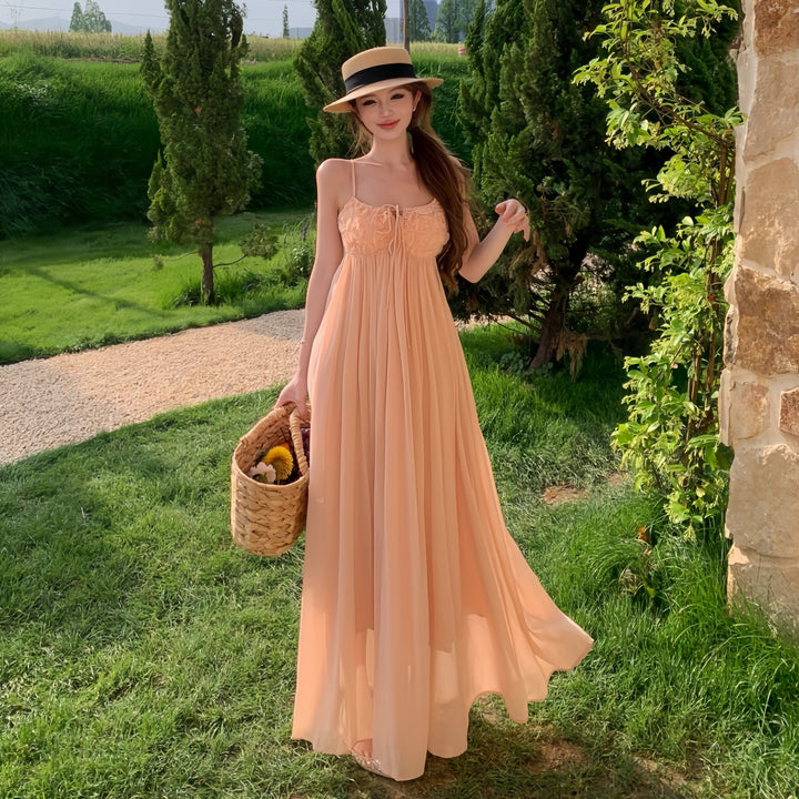 【dress】立体感バラロングキャミワンピース Q8559
