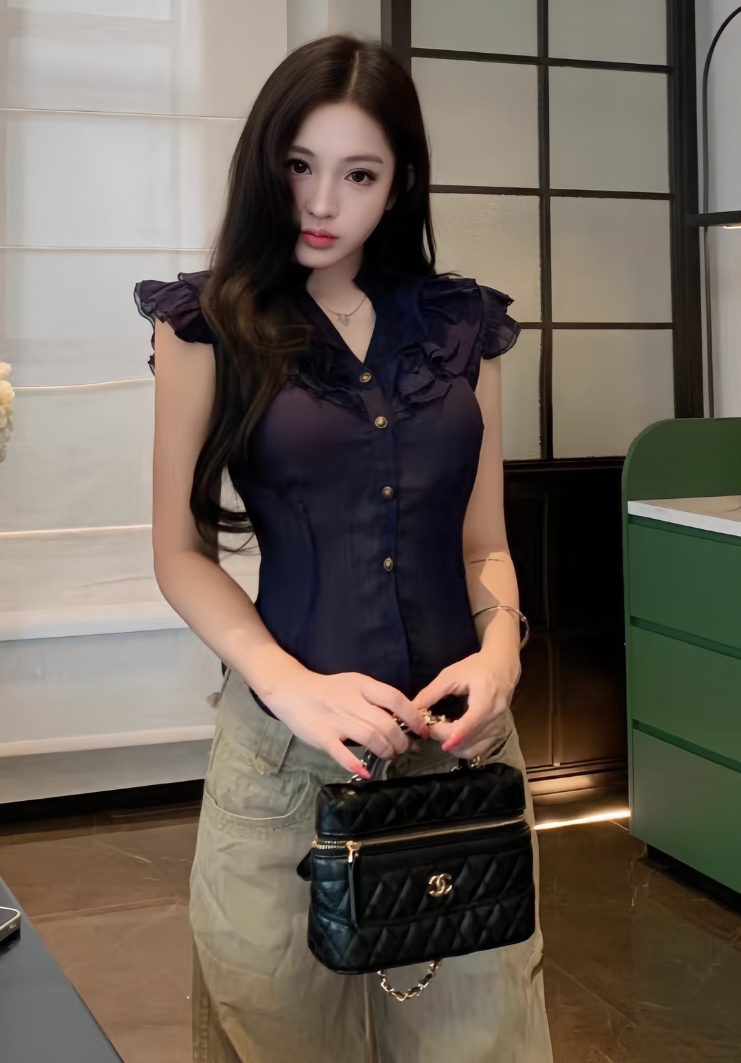 【tops】 フリルブラウス  K0607