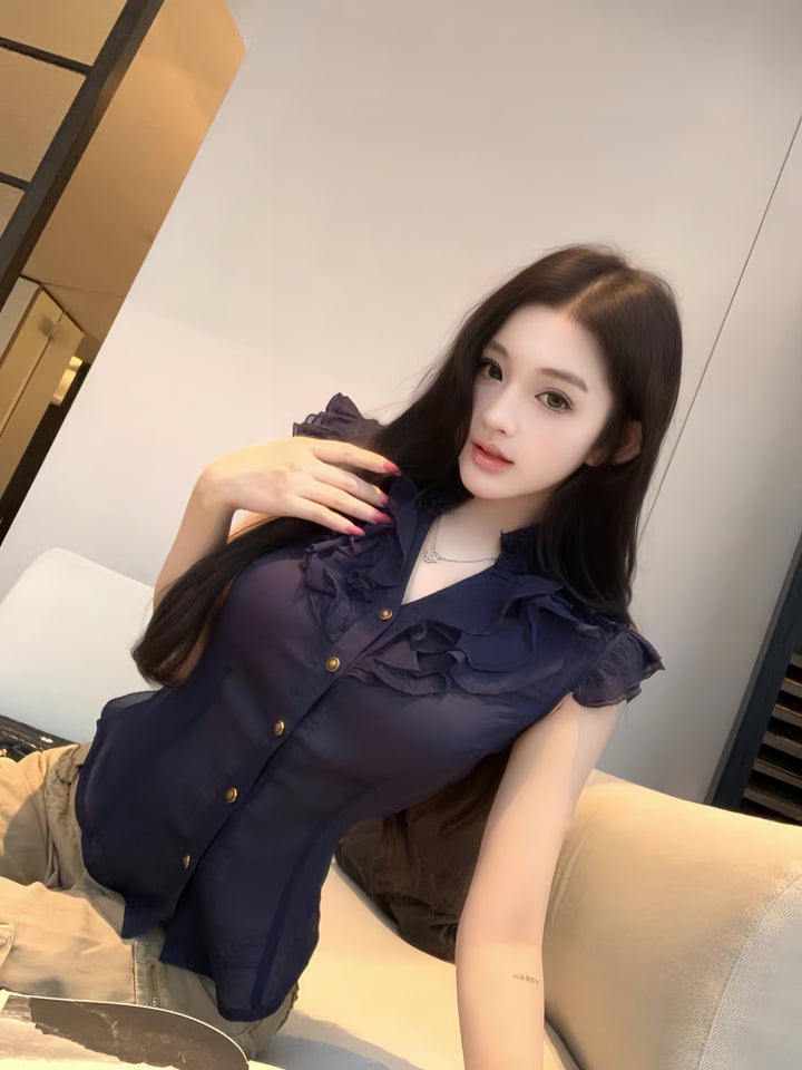 【tops】 フリルブラウス  K0607