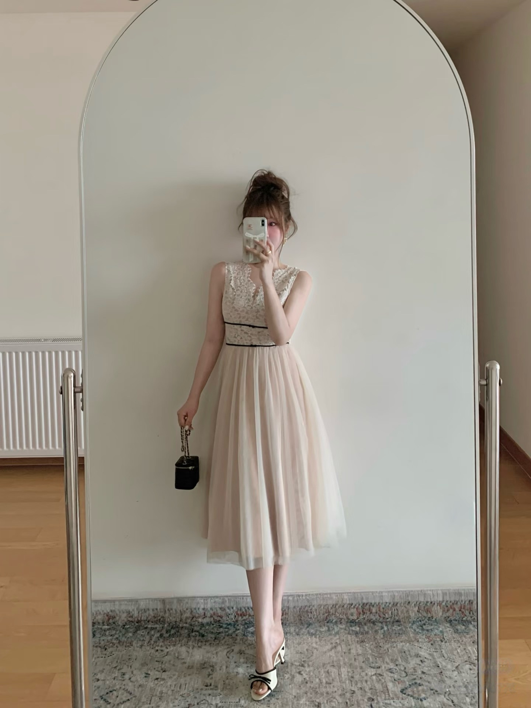 【dress】レースドッキングチュールワンピース　N3648