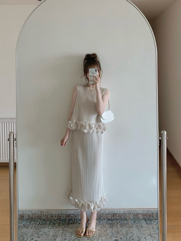 【set】プリーツデザインフリルセット   N3695