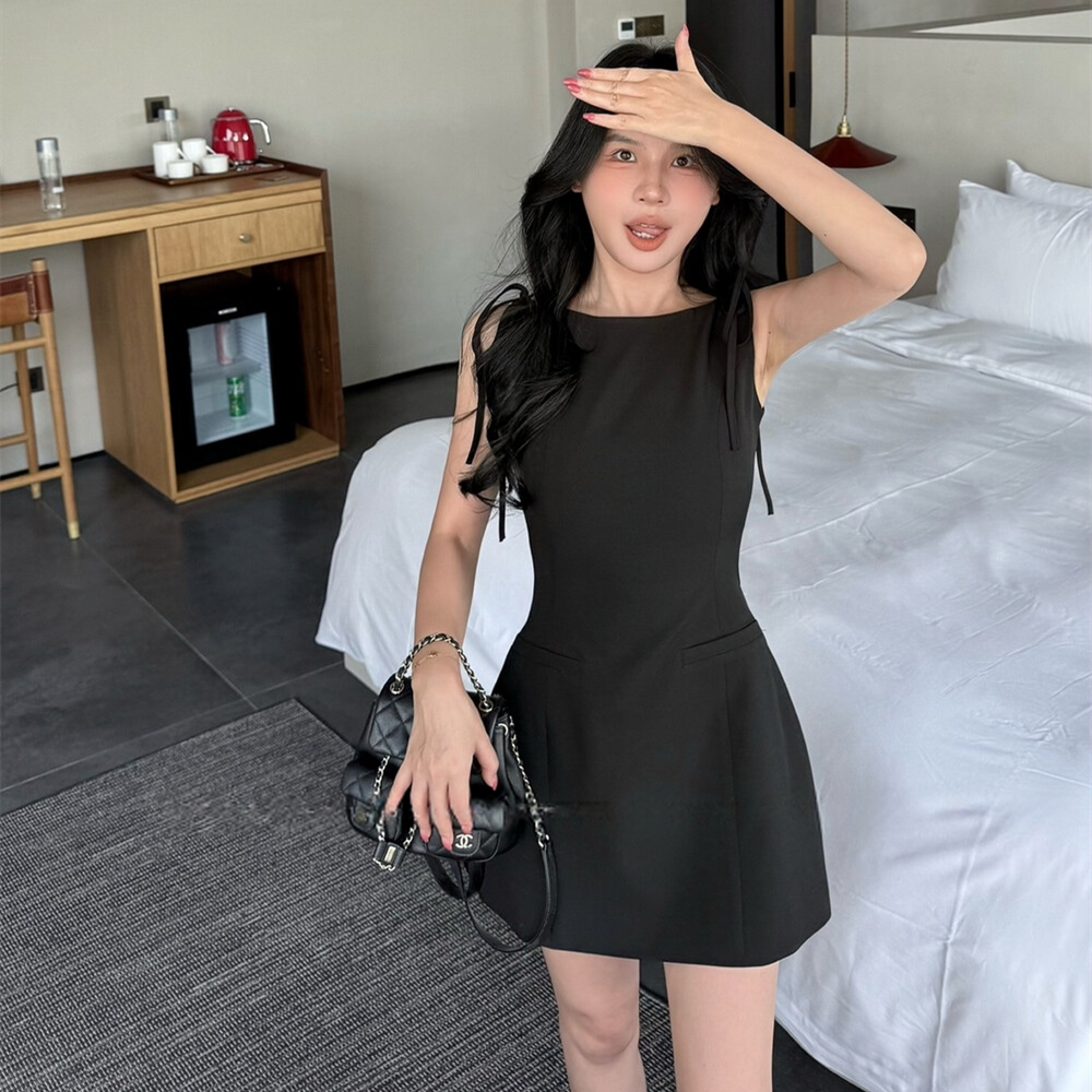【dress】ショルダーリボンミニワンピース　N3696
