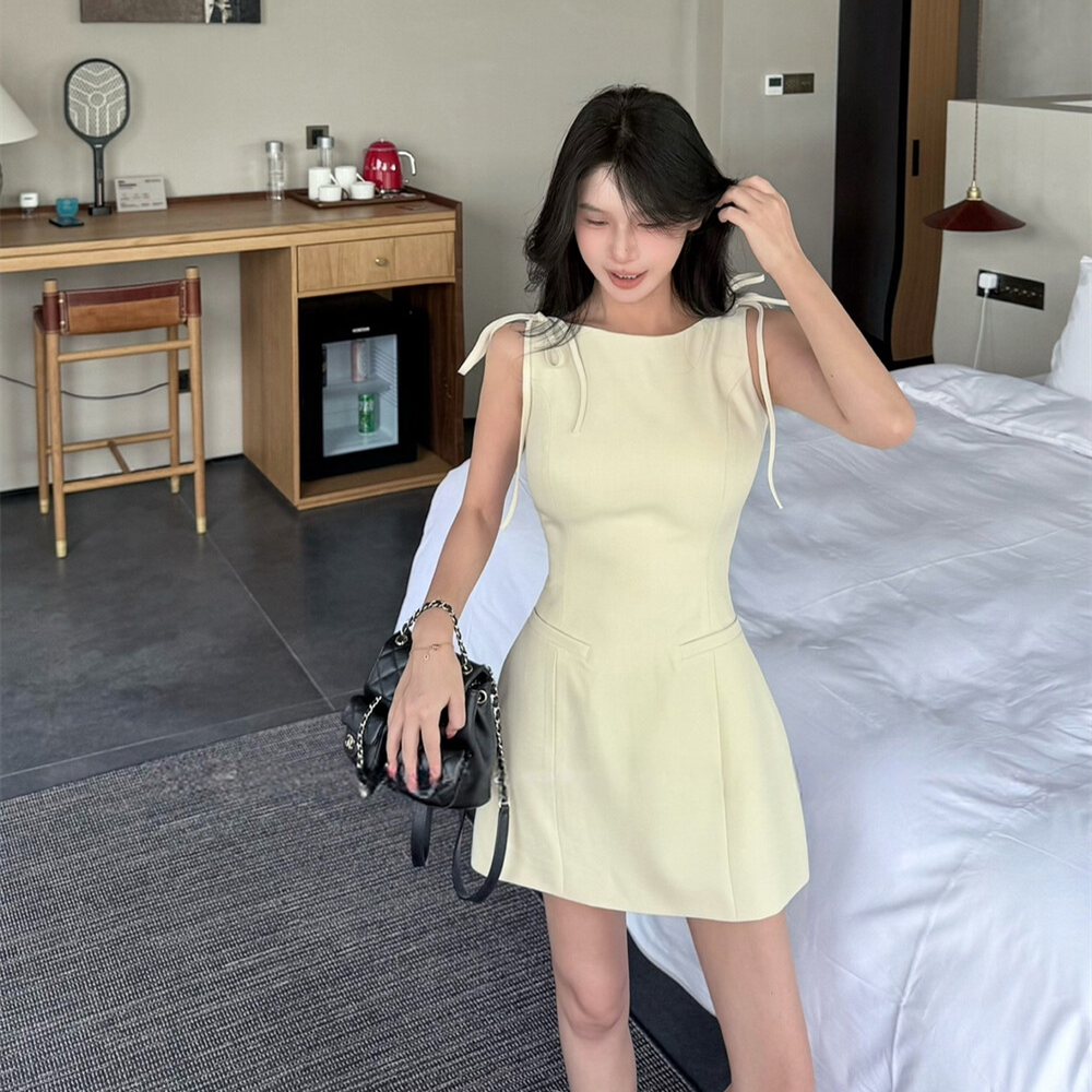 【dress】ショルダーリボンミニワンピース　N3696