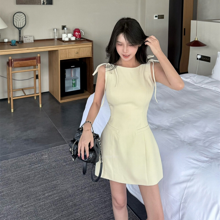 【dress】ショルダーリボンミニワンピース　N3696