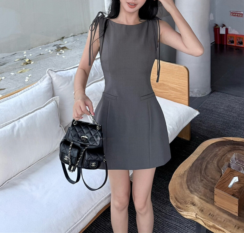 【dress】ショルダーリボンミニワンピース　N3696