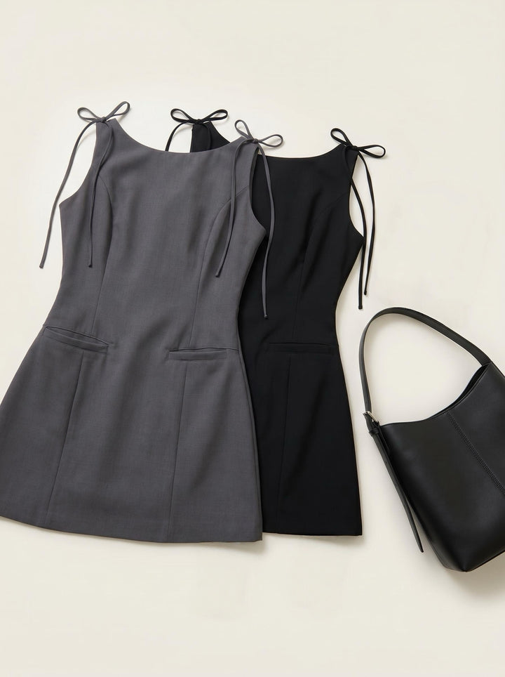 【dress】ショルダーリボンミニワンピース　N3696