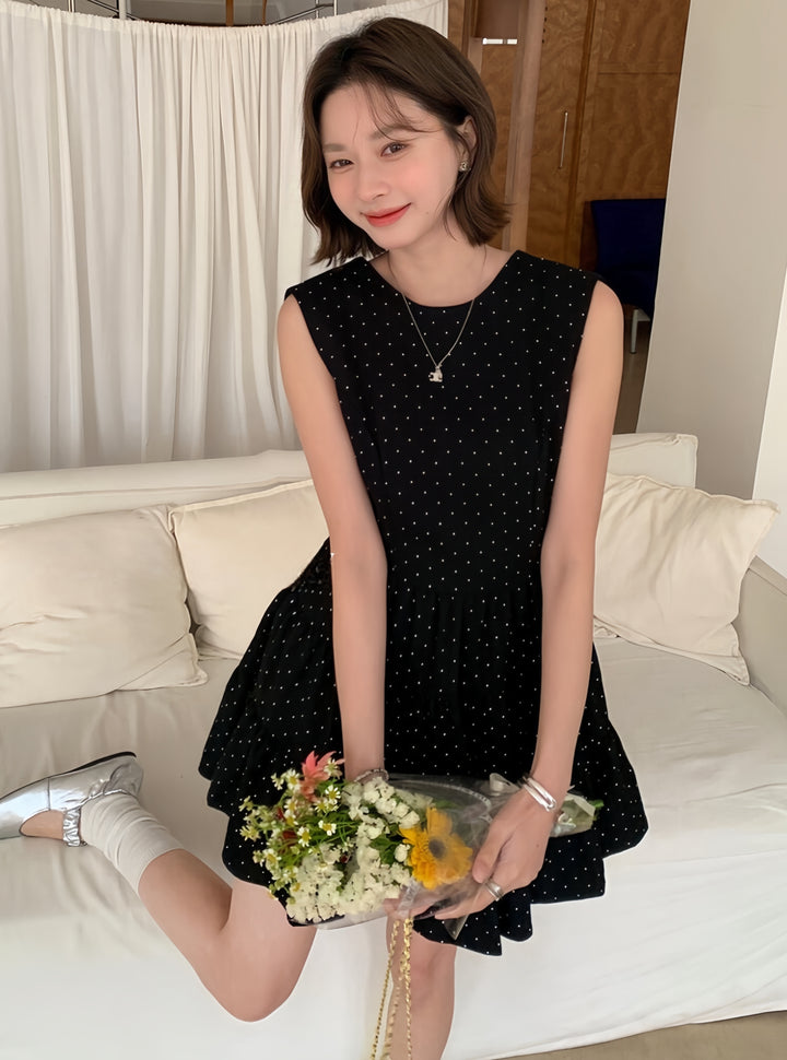 【dress】バックリボンドットミニワンピース　K0611