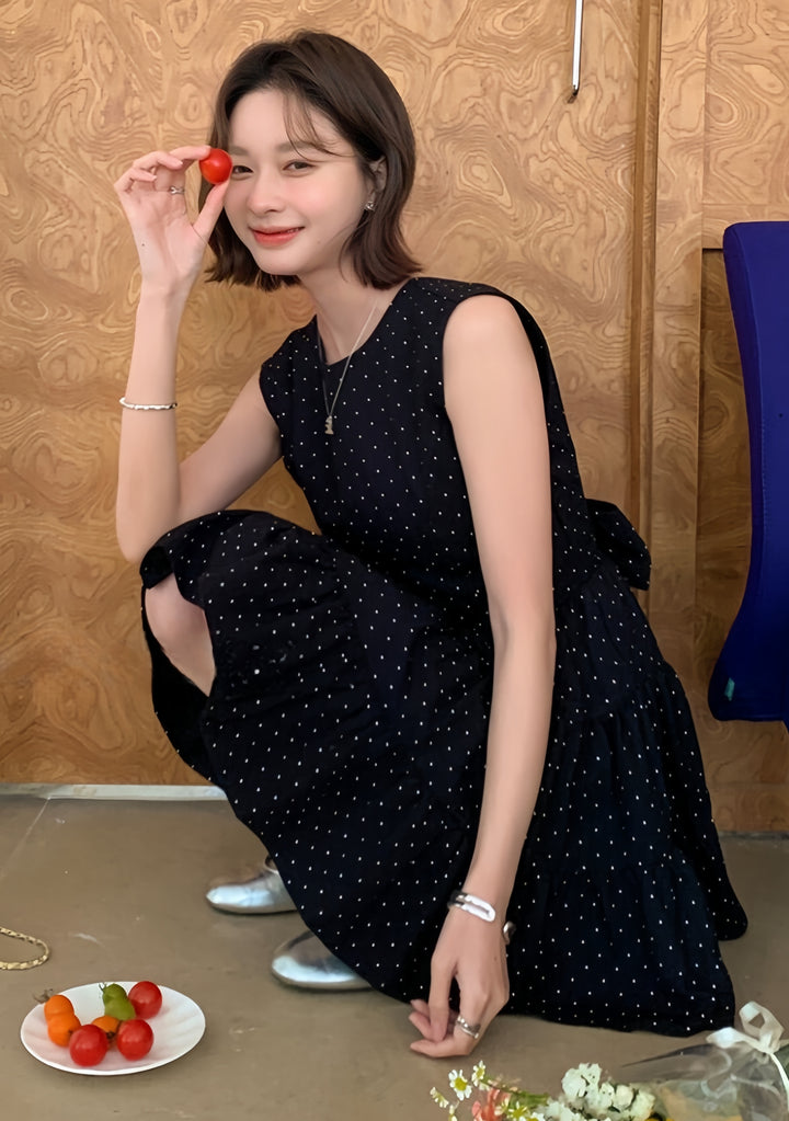 【dress】バックリボンドットミニワンピース　K0611