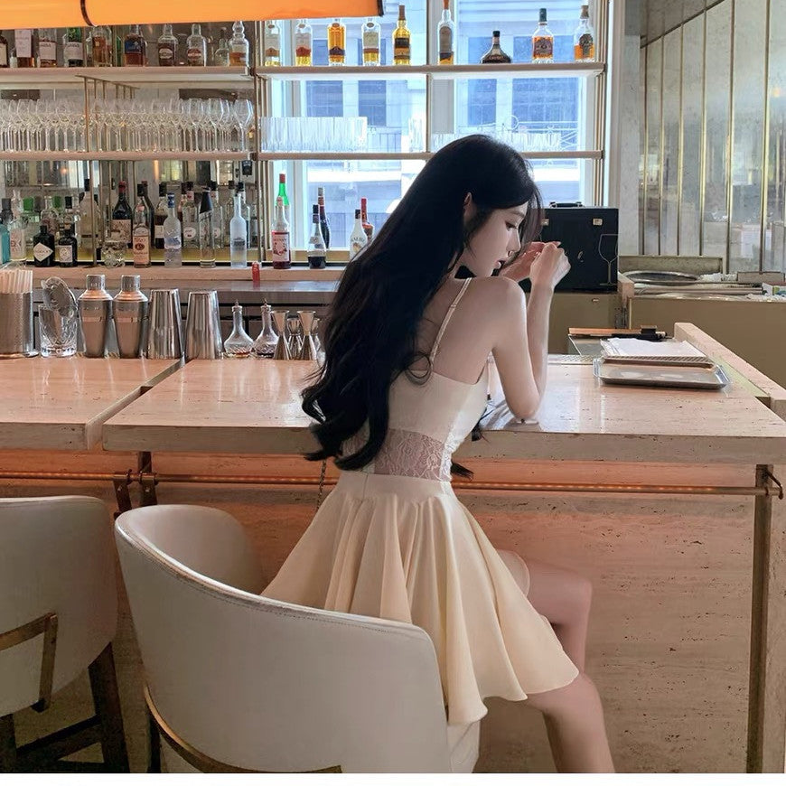 【dress】レースドッキングミニワンピース Q8681