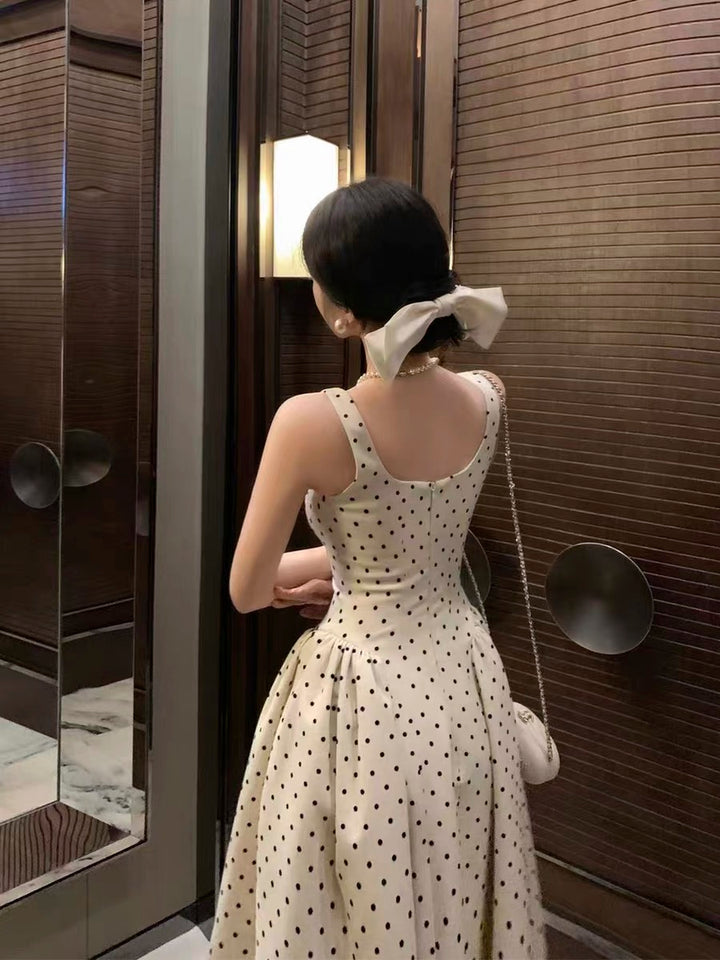 【dress】ドット柄ロングワンピース  K0576