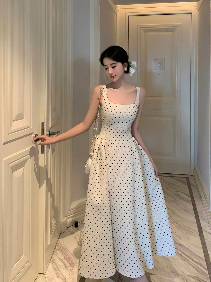 【dress】ドット柄ロングワンピース  K0576