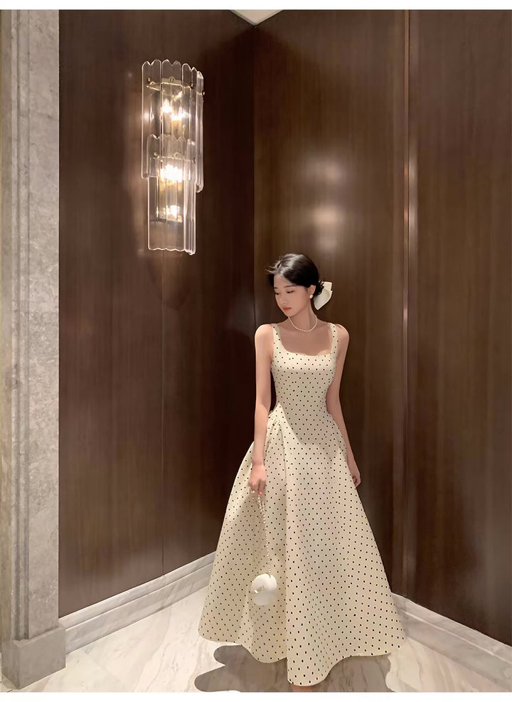【dress】ドット柄ロングワンピース  K0576