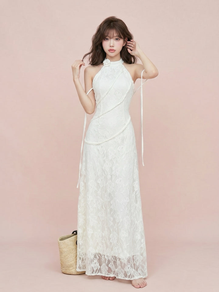 【dress】ホルターネックレースワンピース　N3698