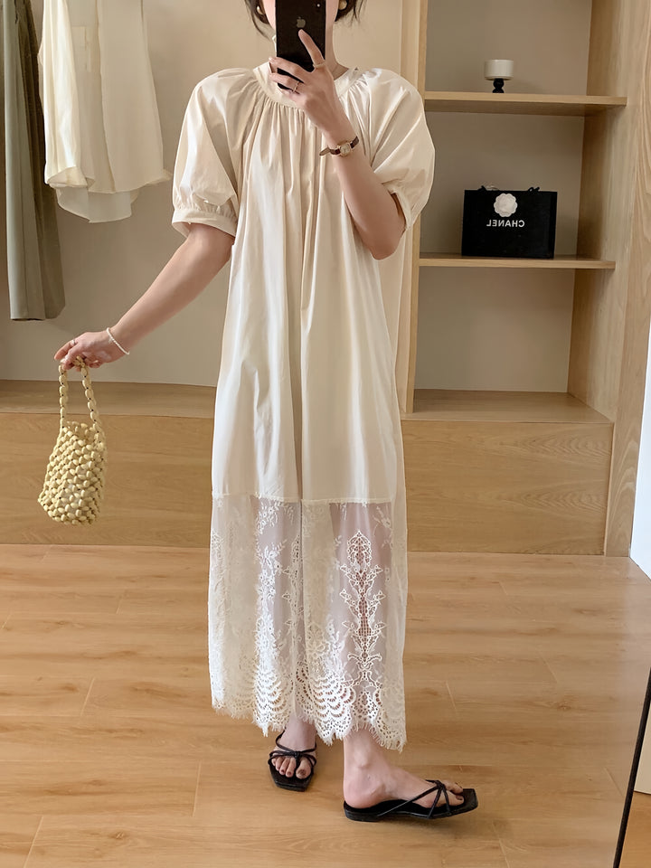 【dress】レースドッキングロングワンピース　K0613