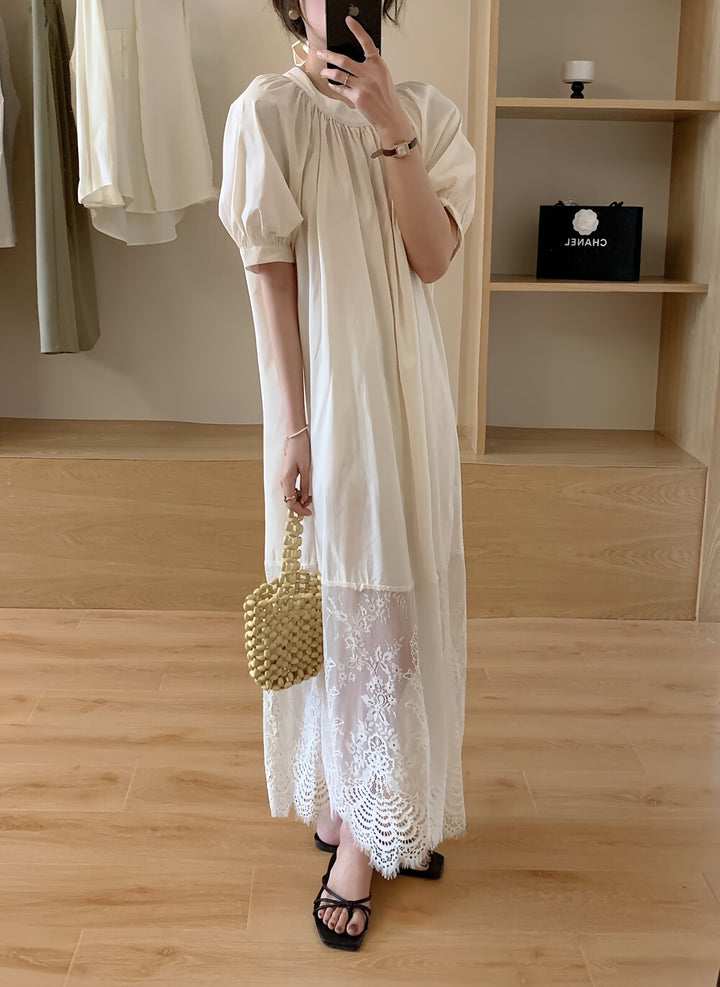 【dress】レースドッキングロングワンピース　K0613