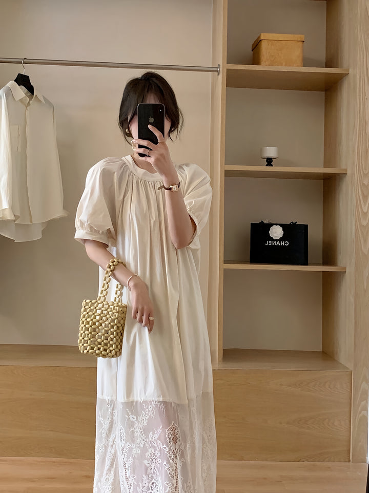 【dress】レースドッキングロングワンピース　K0613