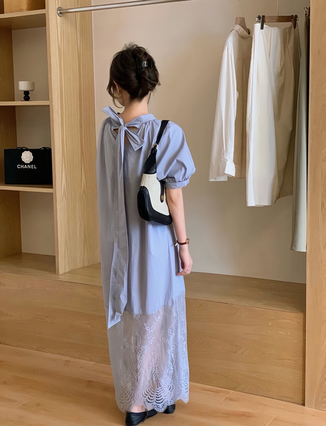 【dress】レースドッキングロングワンピース　K0613