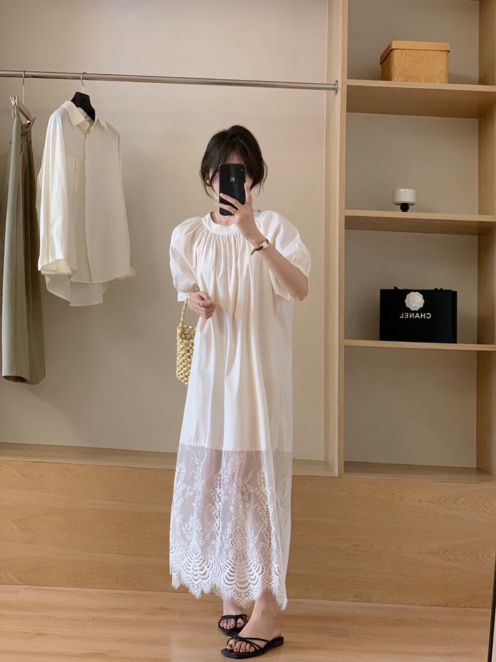 【dress】レースドッキングロングワンピース　K0613