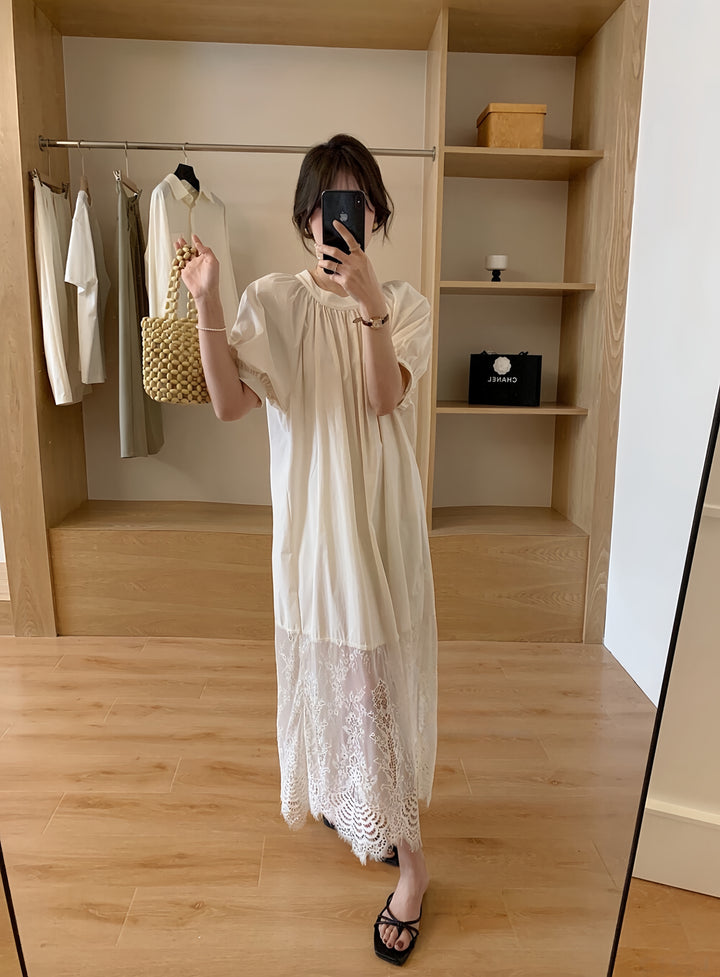 【dress】レースドッキングロングワンピース　K0613