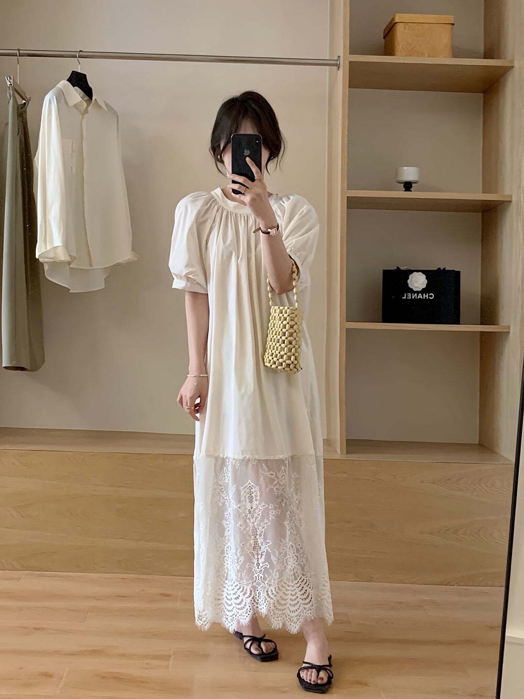 【dress】レースドッキングロングワンピース　K0613
