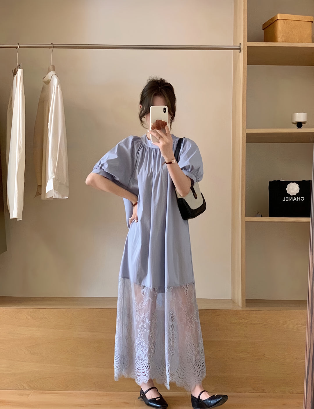 【dress】レースドッキングロングワンピース　K0613