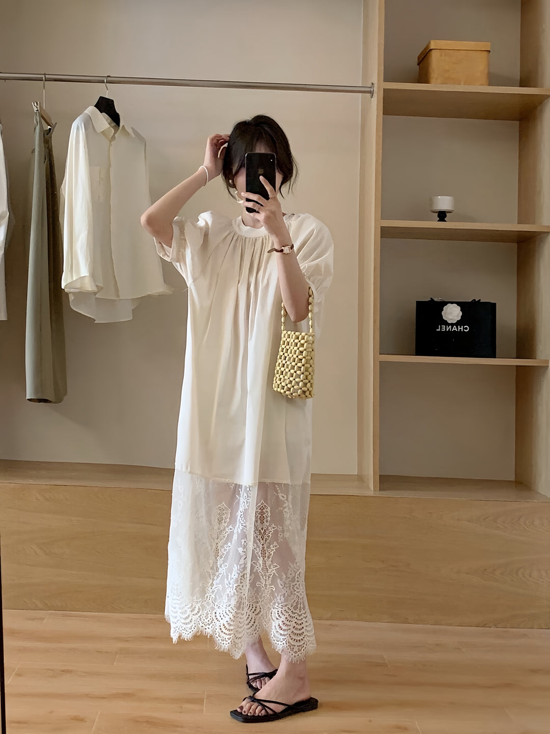 【dress】レースドッキングロングワンピース　K0613