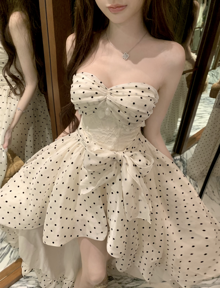 【dress】ドットイレヘムベアトップワンピース　N3700