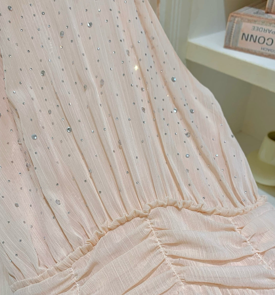 【dress】ラインストーン付きホルターネックワンピース　N3701