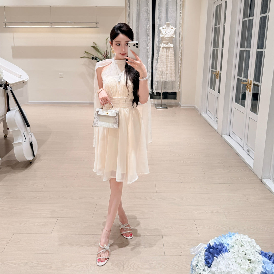 【dress】ラインストーン付きホルターネックワンピース　N3701