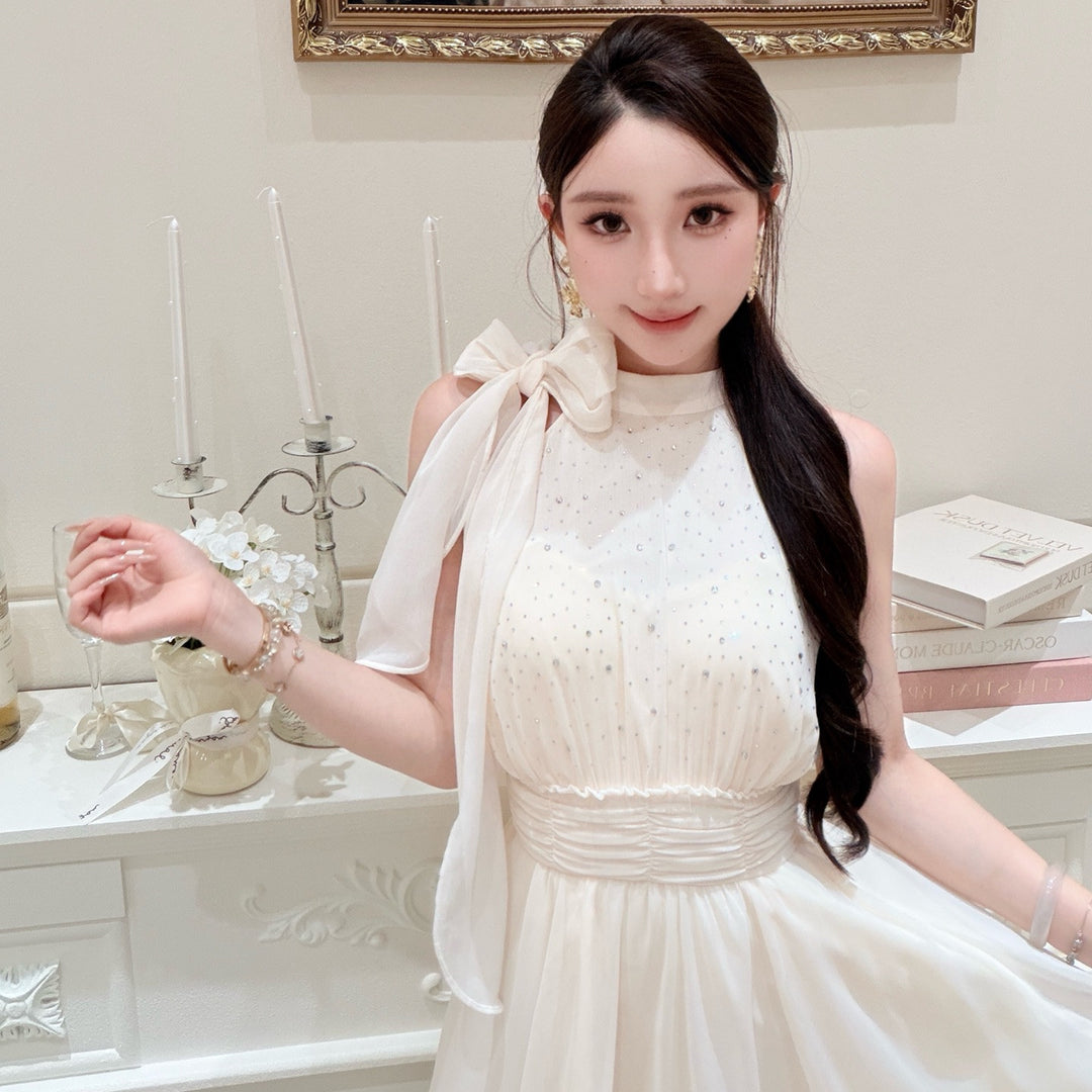 【dress】ラインストーン付きホルターネックワンピース　N3701