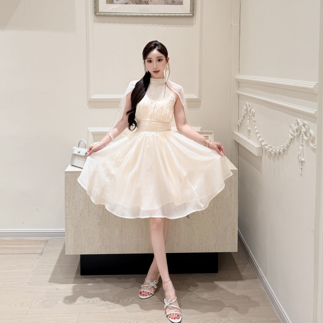【dress】ラインストーン付きホルターネックワンピース　N3701