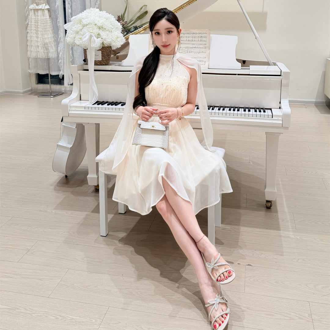 【dress】ラインストーン付きホルターネックワンピース　N3701