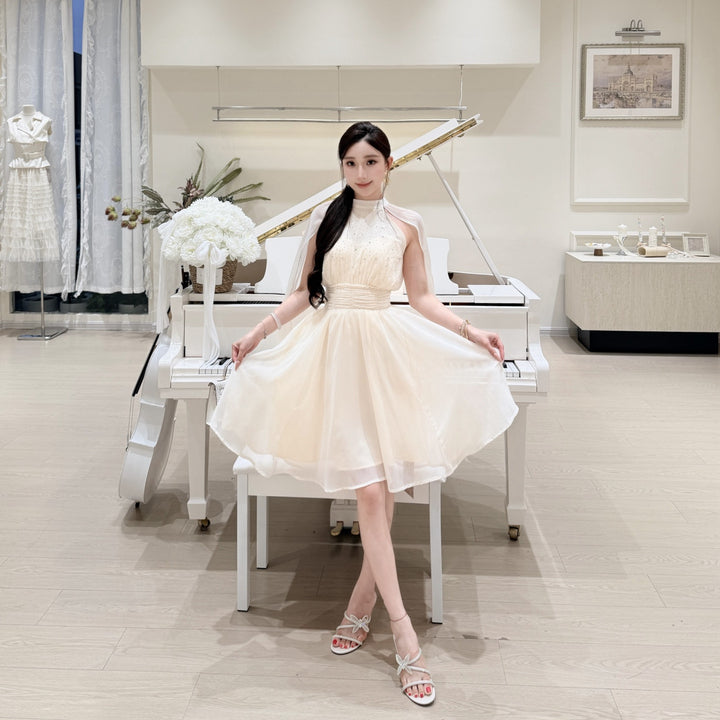 【dress】ラインストーン付きホルターネックワンピース　N3701
