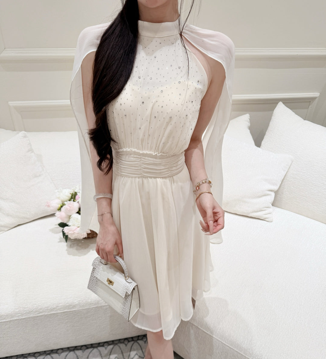 【dress】ラインストーン付きホルターネックワンピース　N3701