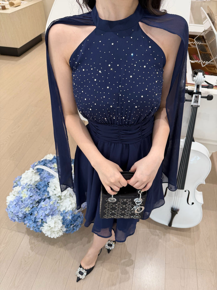 【dress】ラインストーン付きホルターネックワンピース　N3701