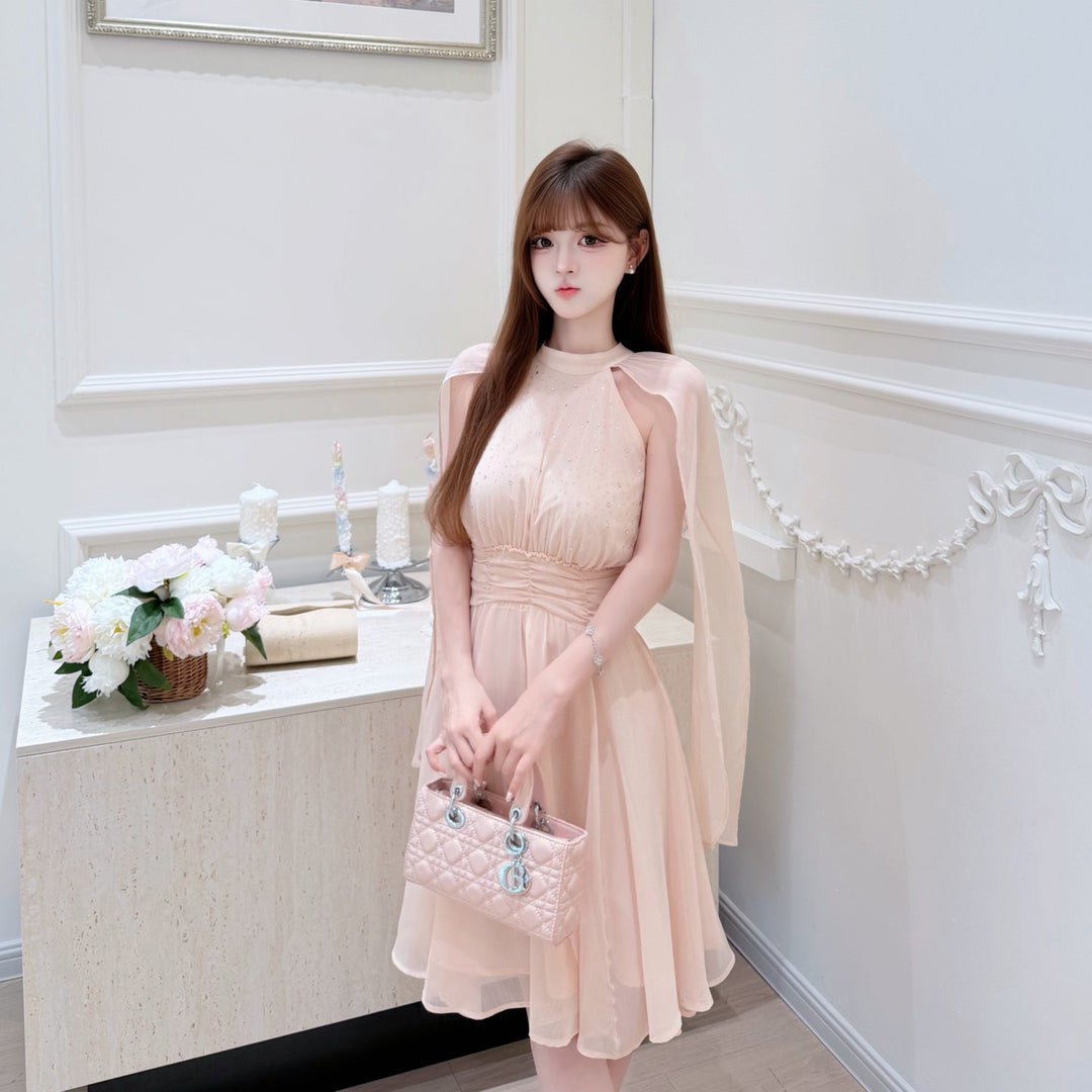 【dress】ラインストーン付きホルターネックワンピース　N3701