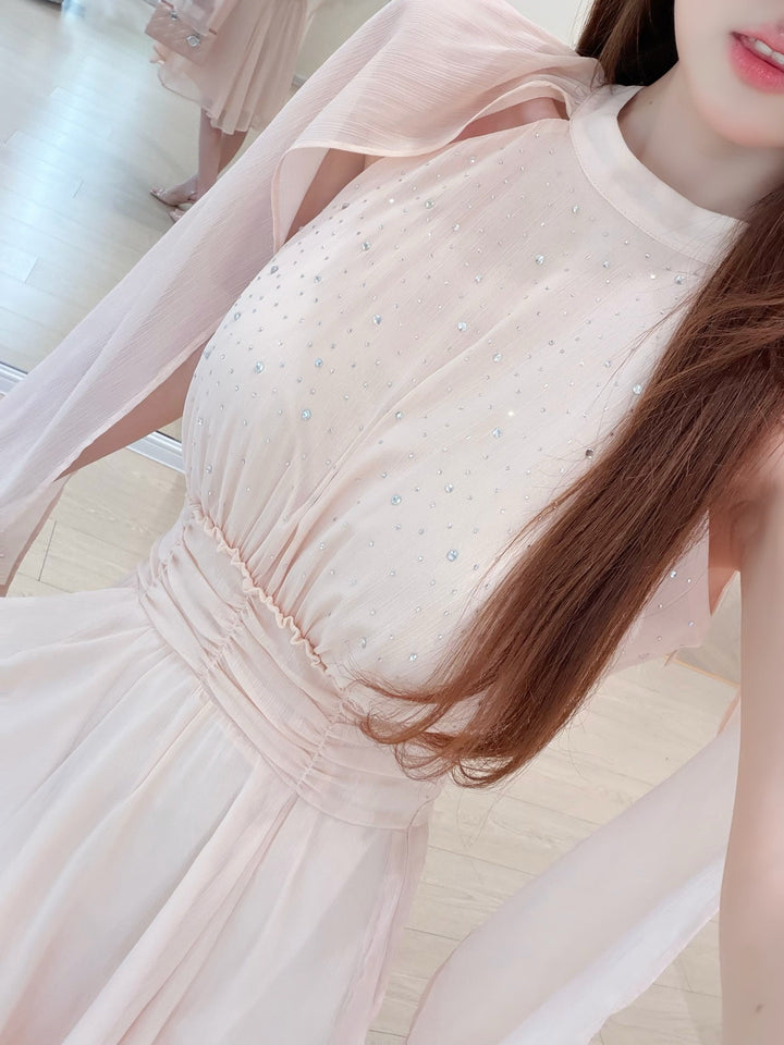 【dress】ラインストーン付きホルターネックワンピース　N3701