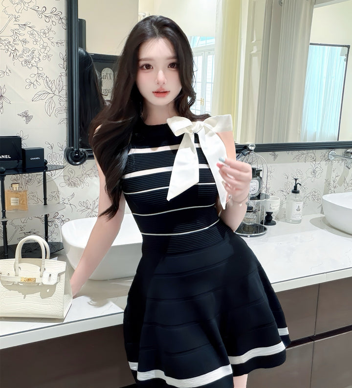 【dress】リボンシアードッキングミニワンピース　N3702
