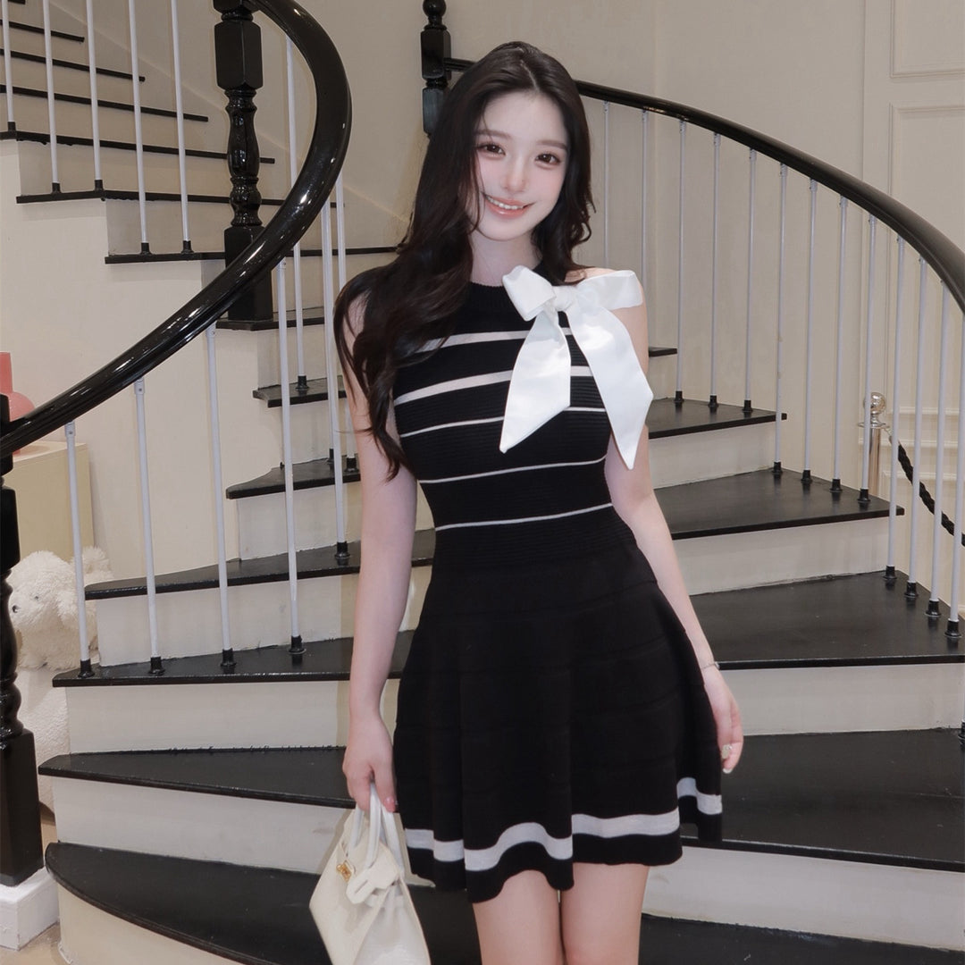 【dress】リボンシアードッキングミニワンピース　N3702