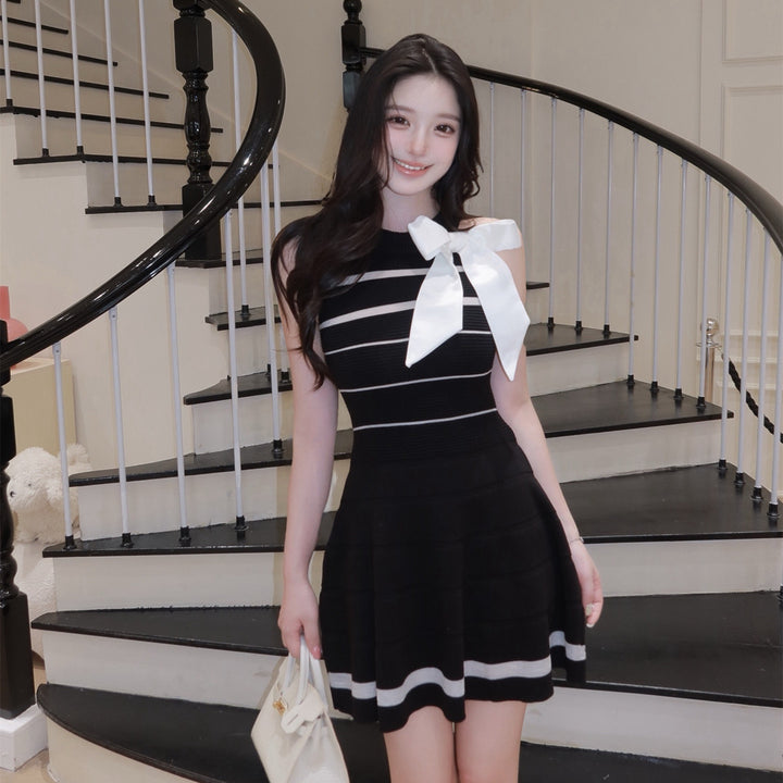 【dress】リボンシアードッキングミニワンピース　N3702