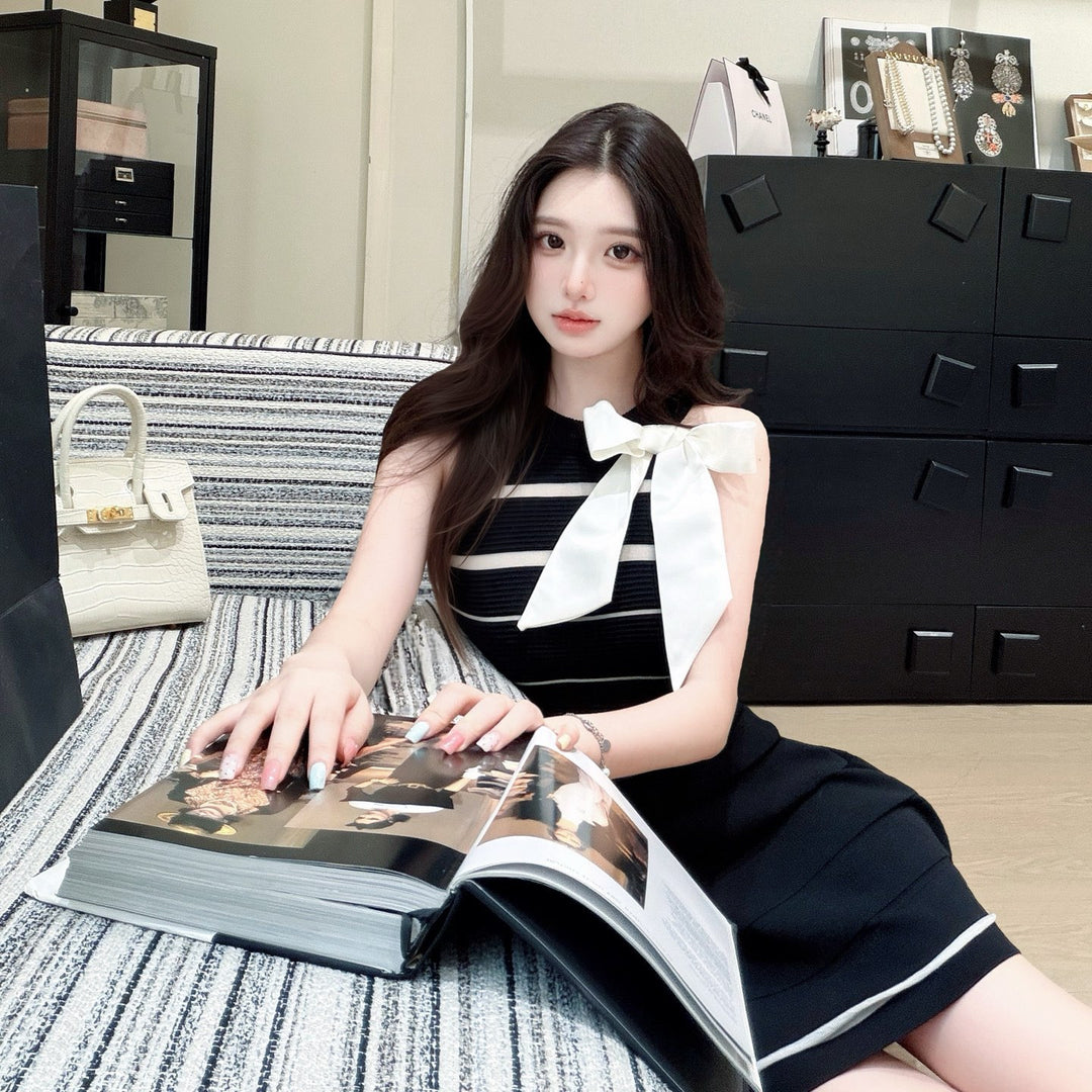 【dress】リボンシアードッキングミニワンピース　N3702