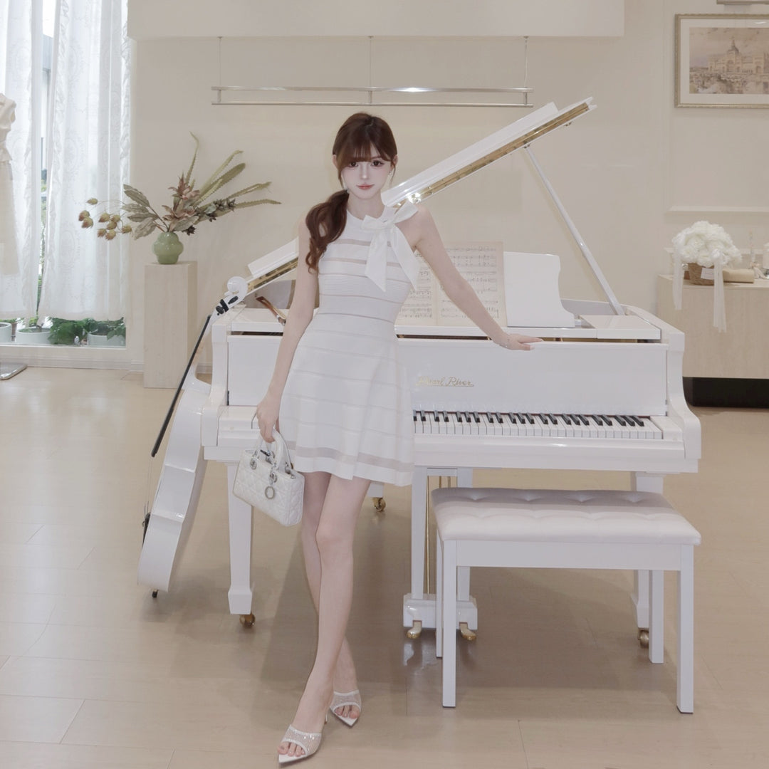 【dress】リボンシアードッキングミニワンピース　N3702