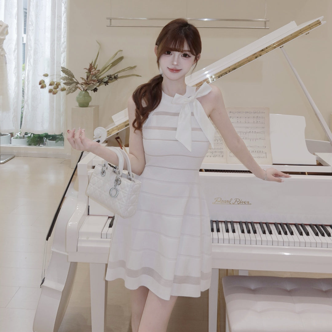 【dress】リボンシアードッキングミニワンピース　N3702