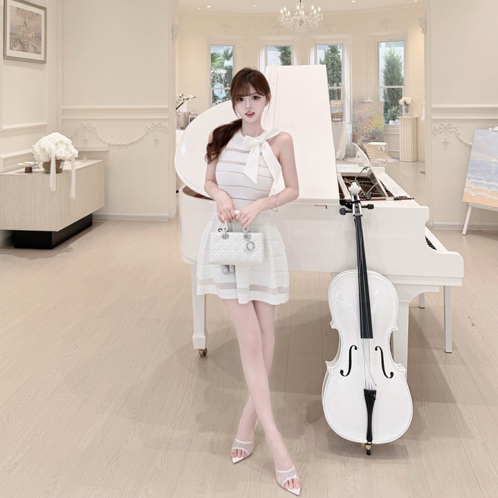 【dress】リボンシアードッキングミニワンピース　N3702