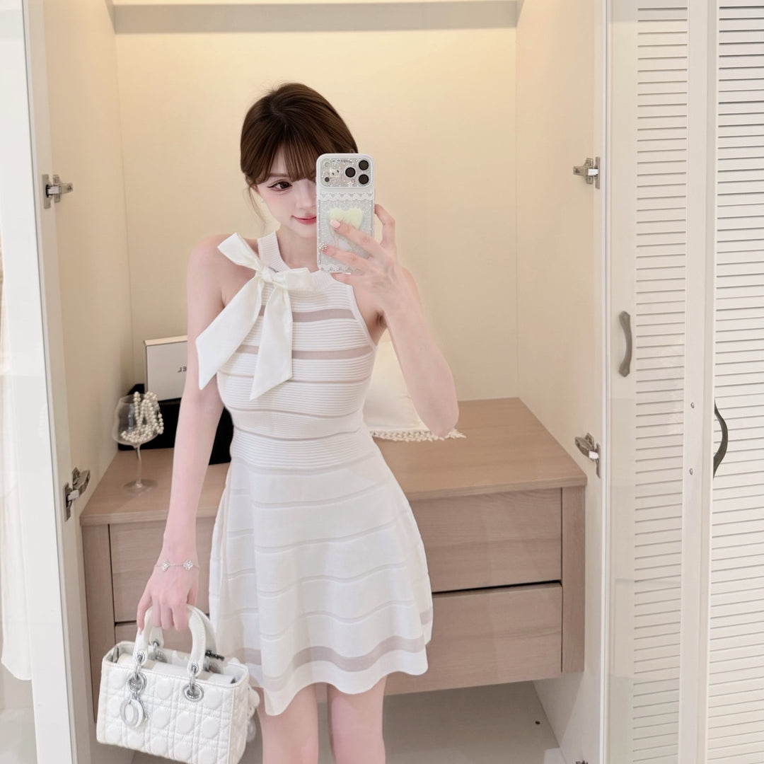 【dress】リボンシアードッキングミニワンピース　N3702