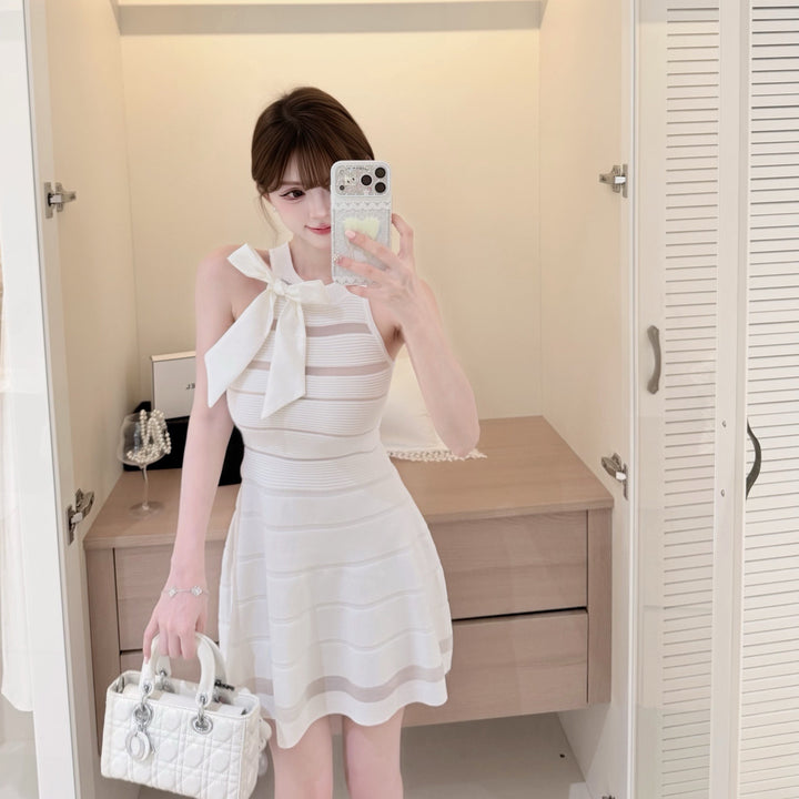 【dress】リボンシアードッキングミニワンピース　N3702