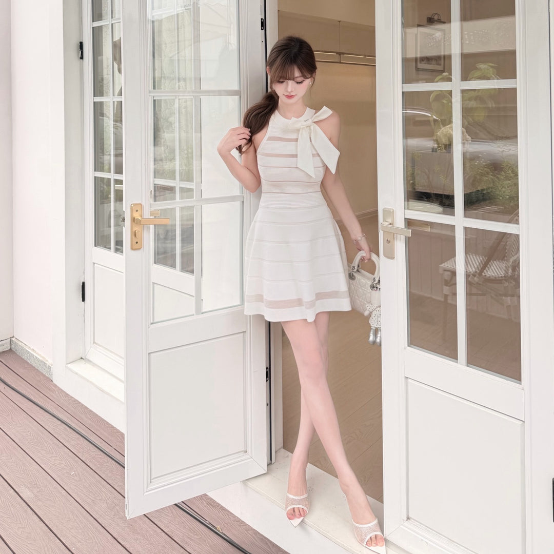 【dress】リボンシアードッキングミニワンピース　N3702