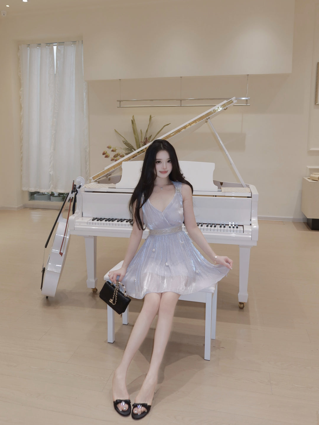 【dress】スパンコール付きミニワンピース　K0615