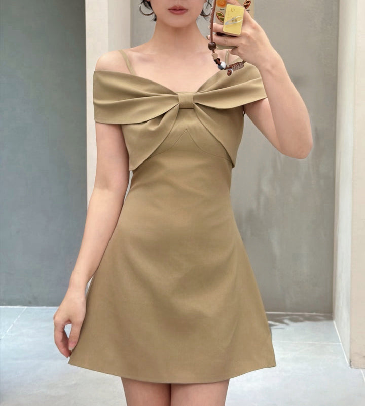 【dress】オフショルリボンミニワンピース　N3595